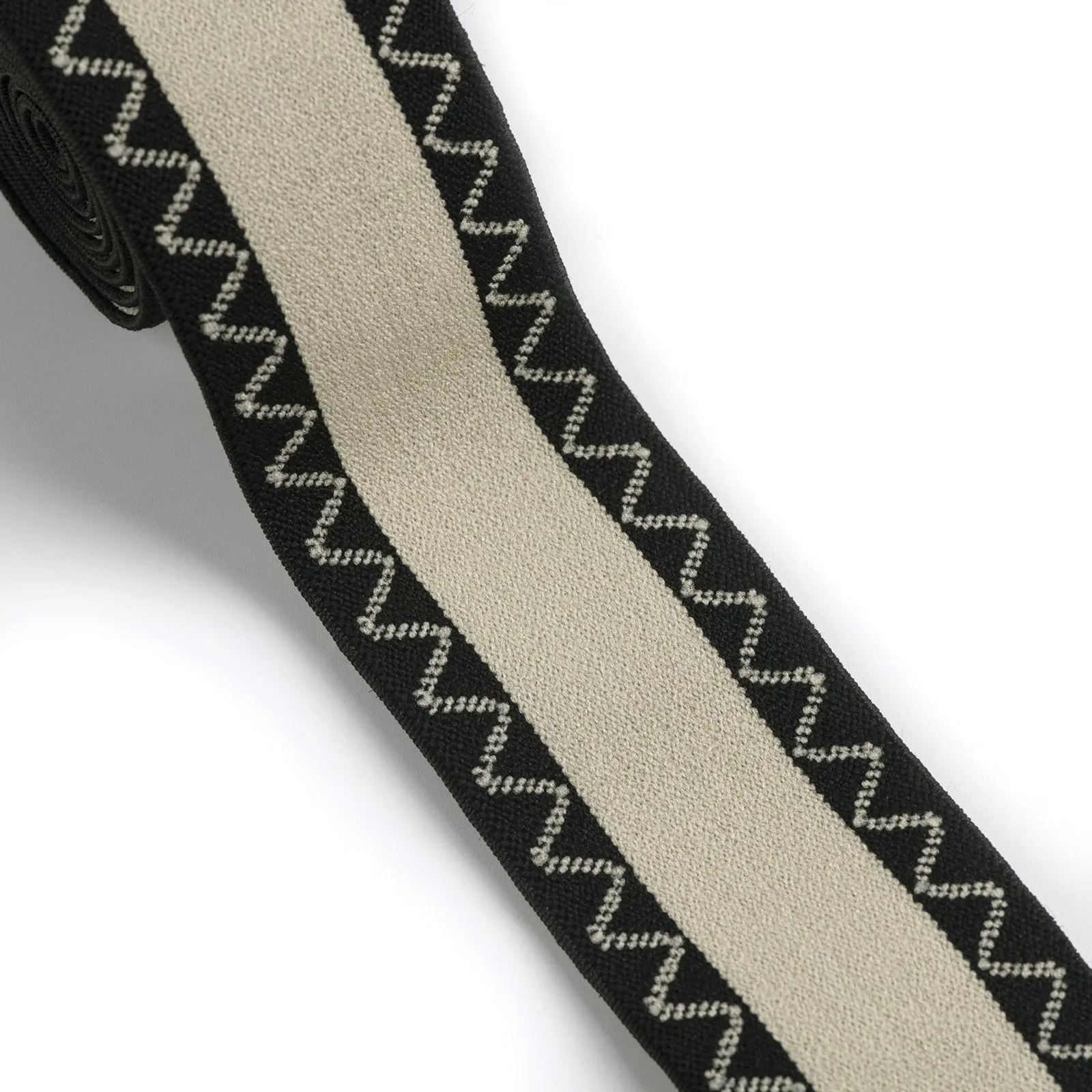 1 1/2 inch (40 mm) Colored Black and White/Nude Wave Elastic, Waistband Elastic