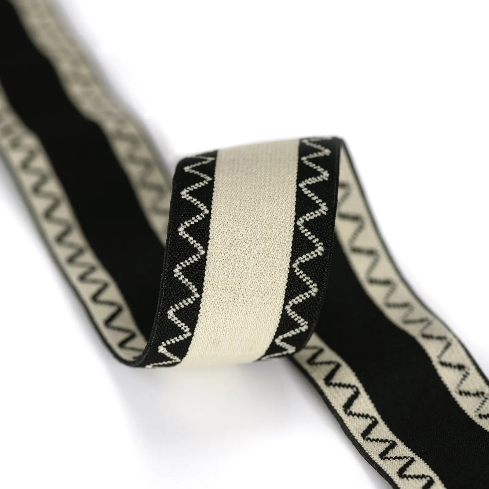 1 1/2 inch (40 mm) Colored Black and White/Nude Wave Elastic, Waistband Elastic