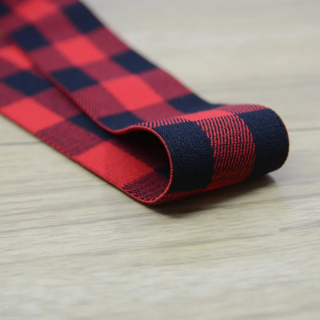 1.5 inch (40mm) Wide Plaid Plush Striped Elastic Band, Waistband Elastic, Sewing Elastic