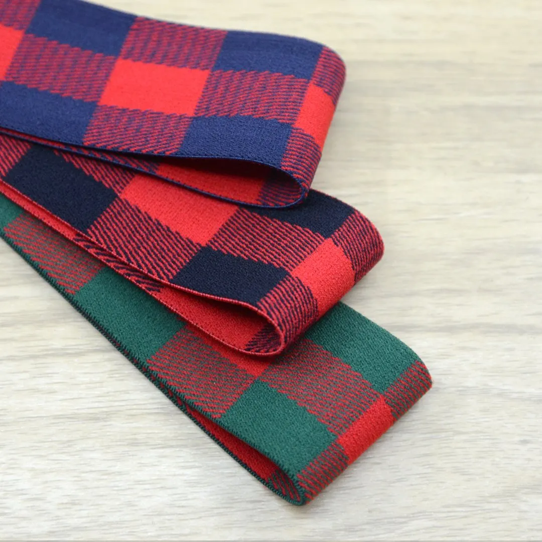 1.5 inch (40mm) Wide Plaid Plush Striped Elastic Band, Waistband Elastic, Sewing Elastic