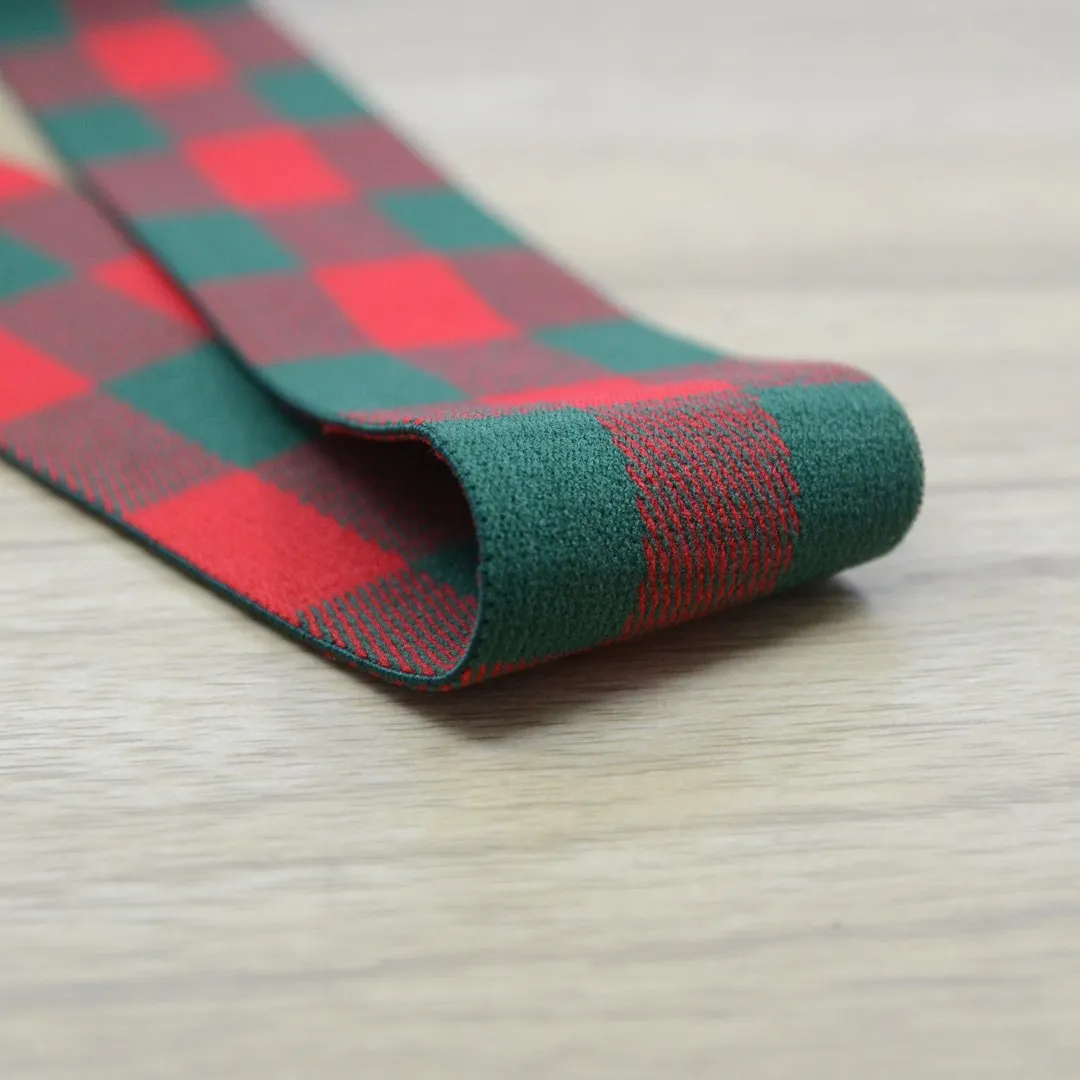 1.5 inch (40mm) Wide Plaid Plush Striped Elastic Band, Waistband Elastic, Sewing Elastic