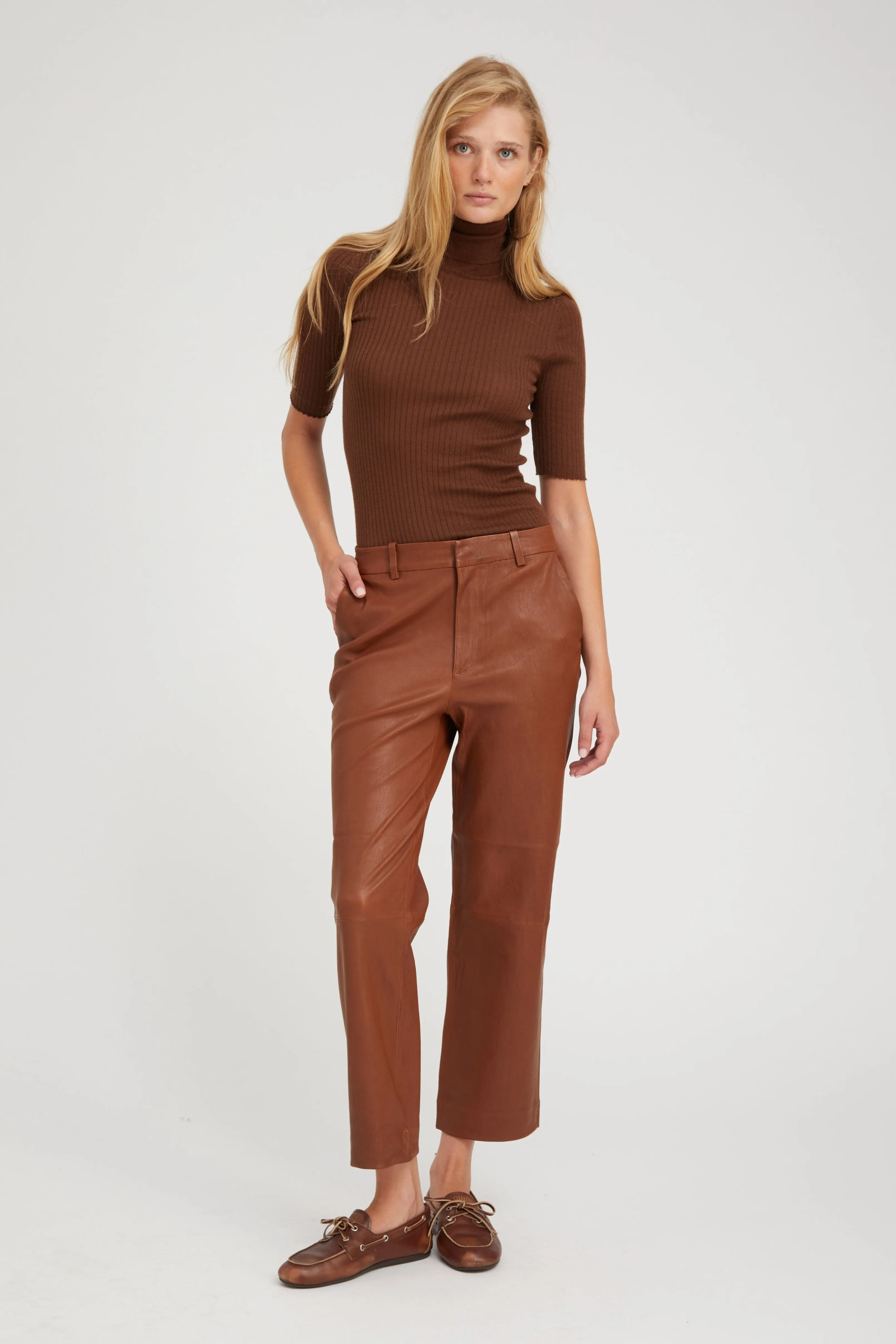 Acorn Leather Cropped Trousers