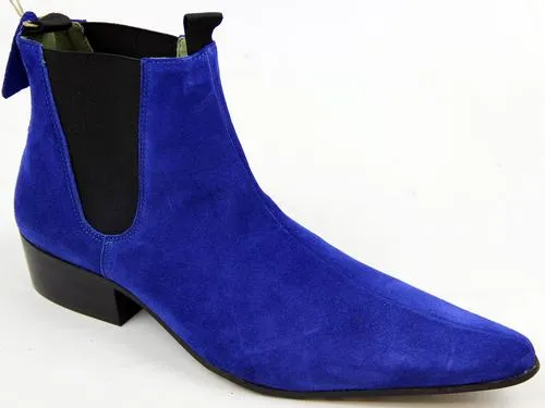 Bespoke Ankle High Blue Chelsea Suede Dress Boot