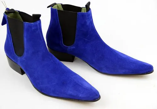 Bespoke Ankle High Blue Chelsea Suede Dress Boot