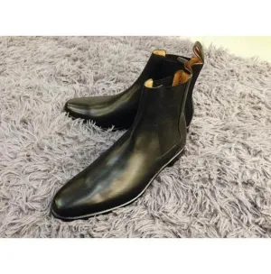 Bespoke Black Leather Chelsea Boots for Men's