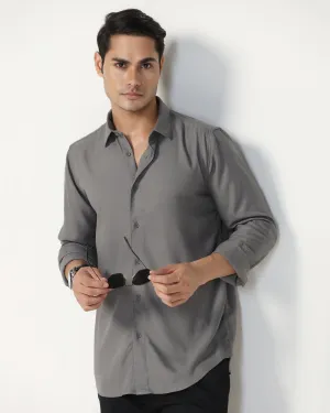 Casual Grey Solid Shirt - Gerald