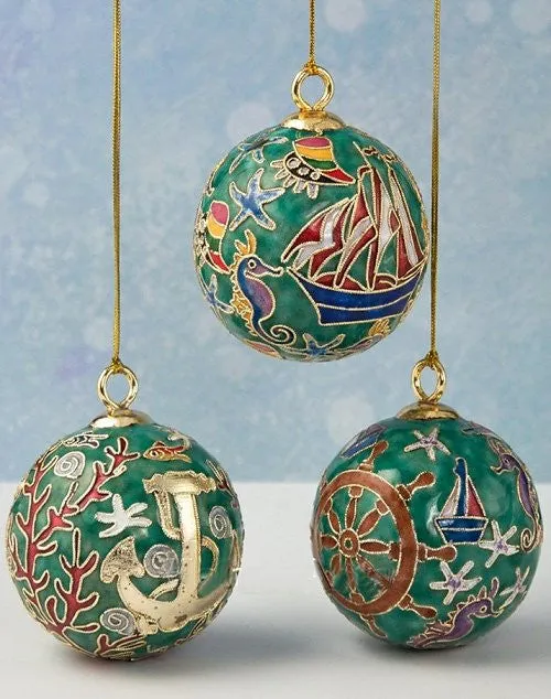 Cloisonne Nautical Ball Ornament Set