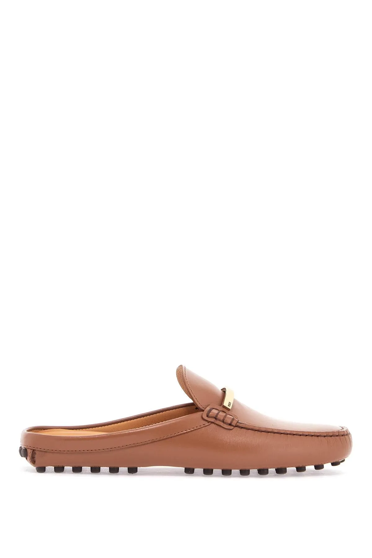 DARK BROWN CALFSKIN SLIP-ON WITH METAL DETAIL