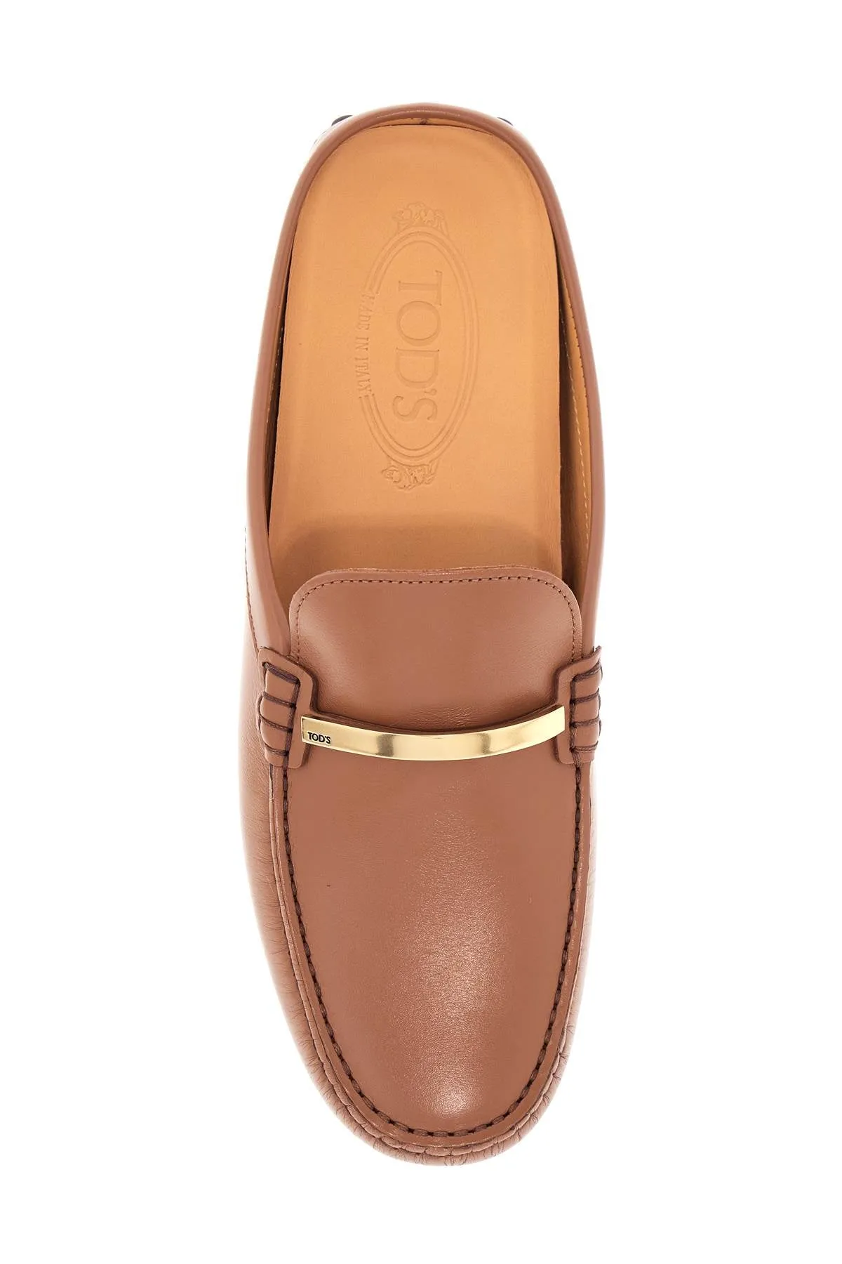 DARK BROWN CALFSKIN SLIP-ON WITH METAL DETAIL