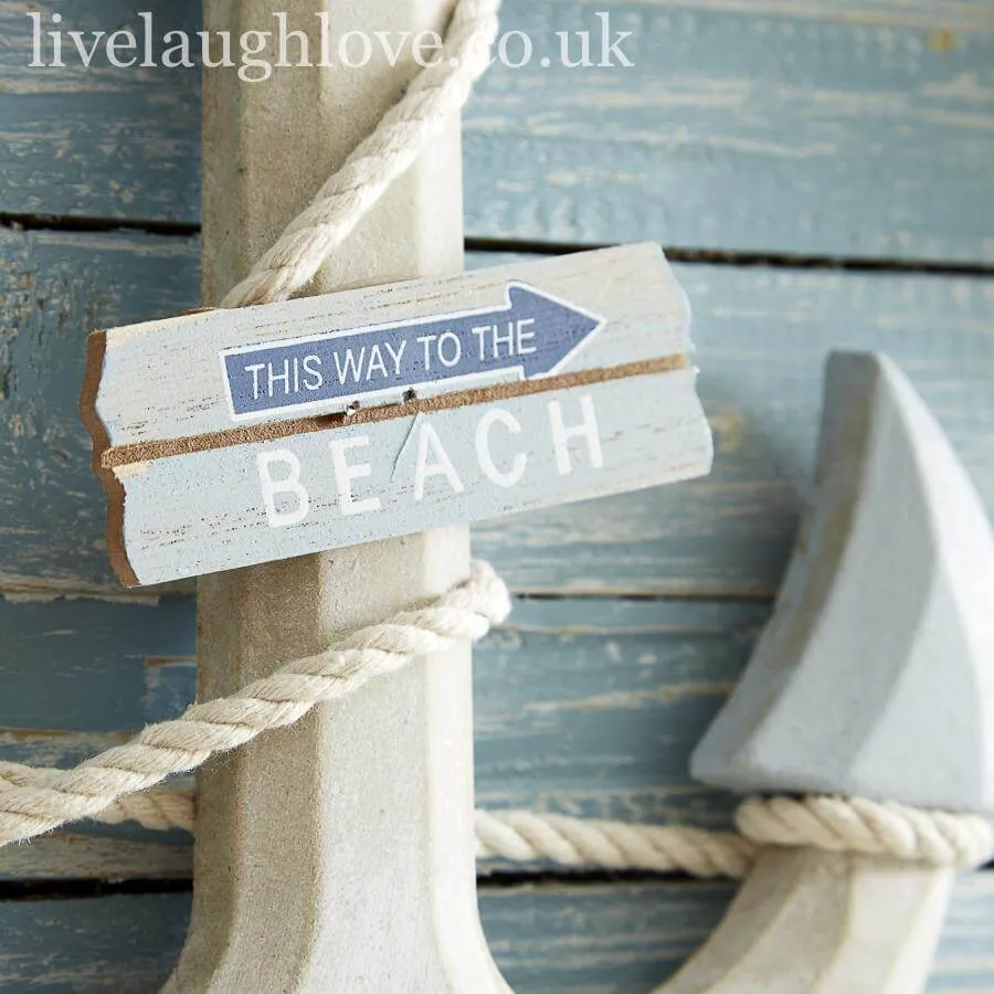 Distressed Nautical Anchor W/ Sign - This Way To The Beach