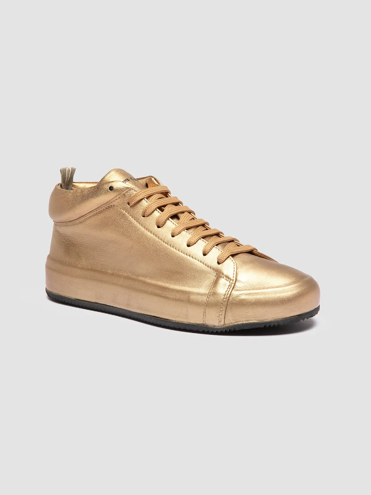 EASY 102 - Gold Leather Low Top Sneakers