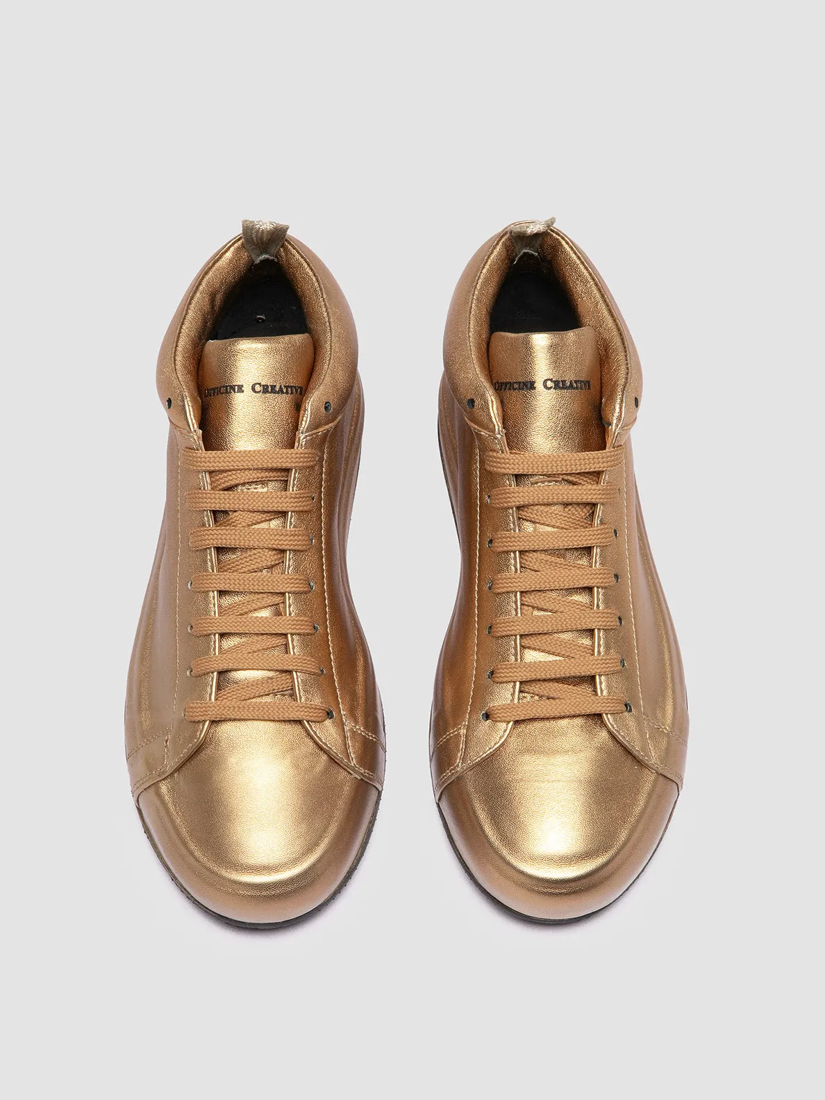 EASY 102 - Gold Leather Low Top Sneakers