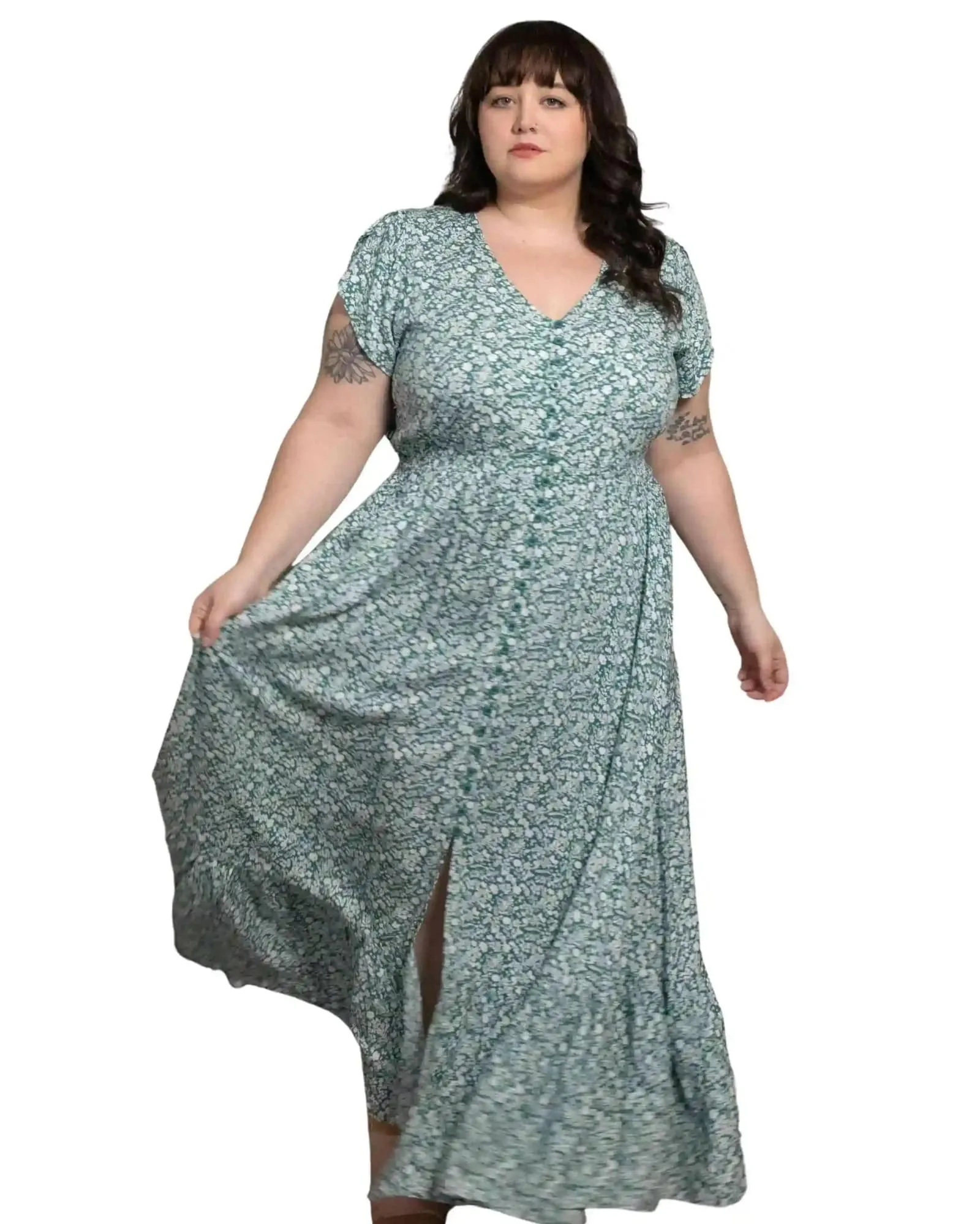 Florence Maxi Dress Ditsy Print Green | Green