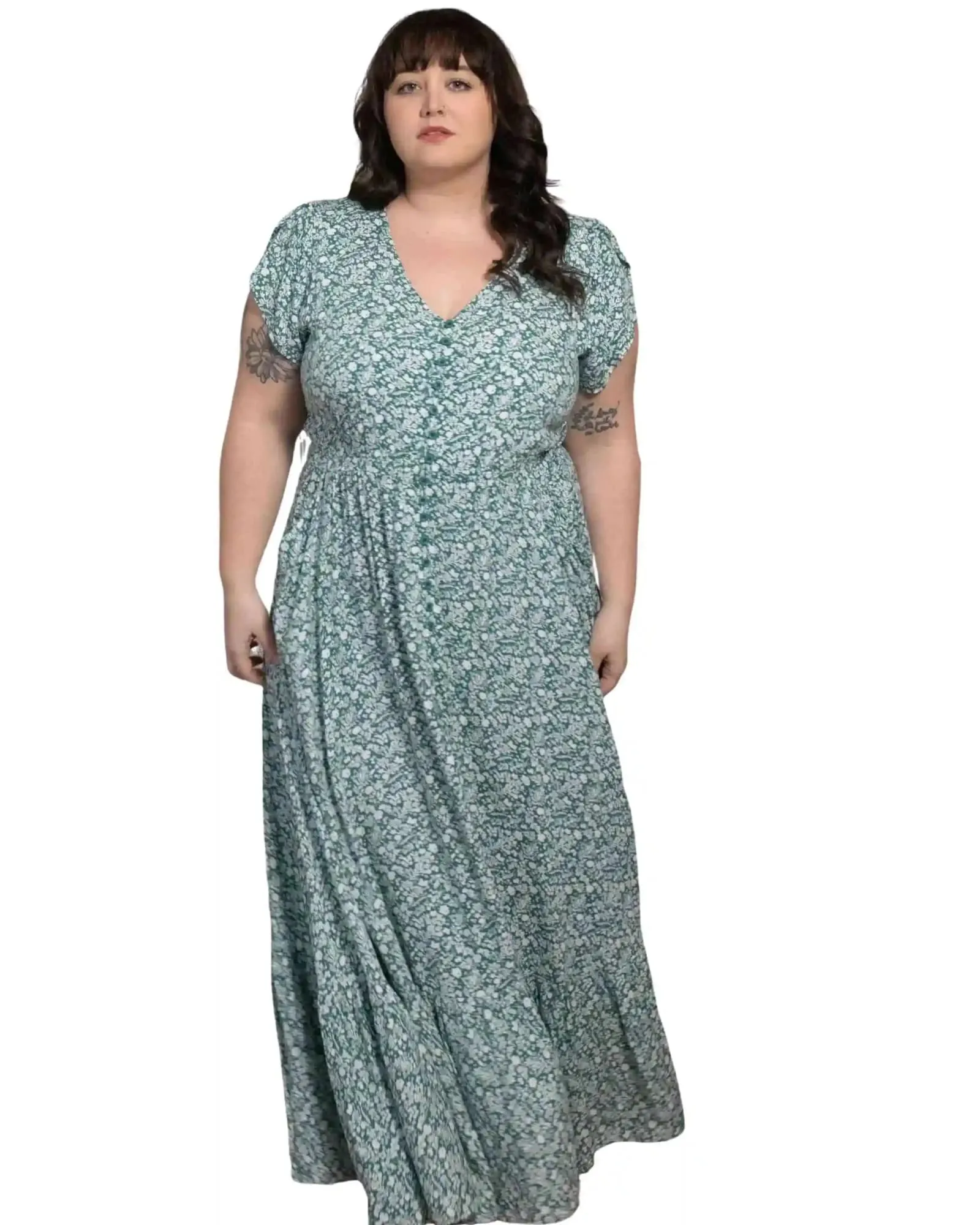 Florence Maxi Dress Ditsy Print Green | Green