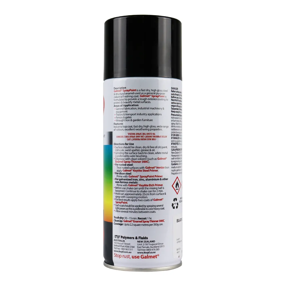 Galmet® Quick Dry Enamel Topcoat 350g Satin Black