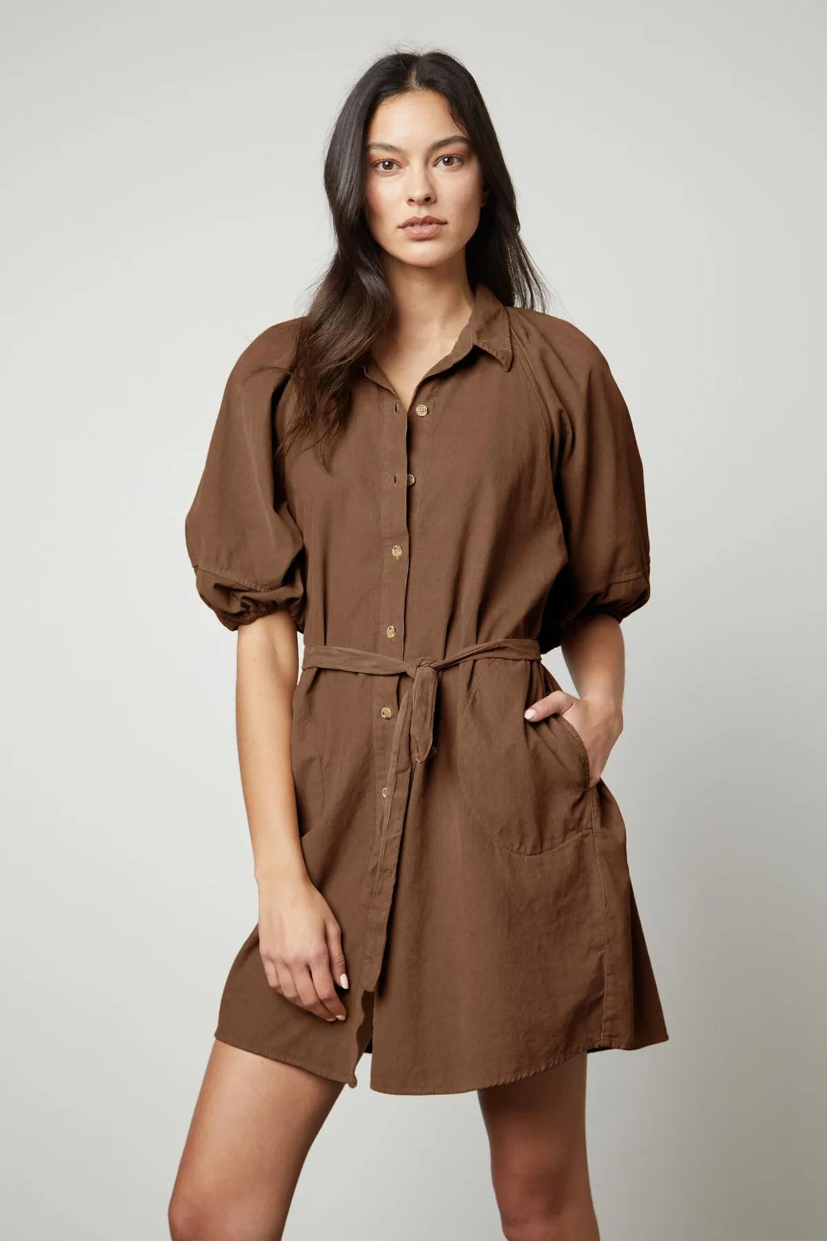 KADY CORDUROY BUTTON-UP DRESS