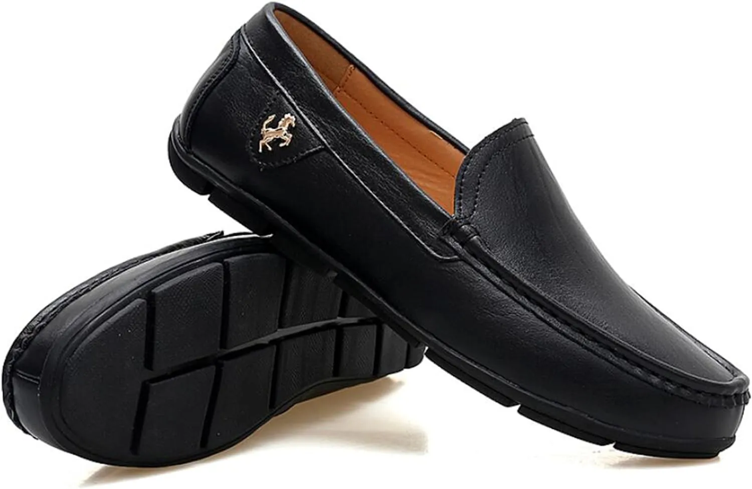 Men’s Casual Black Leather Slip-On Loafers Shoes