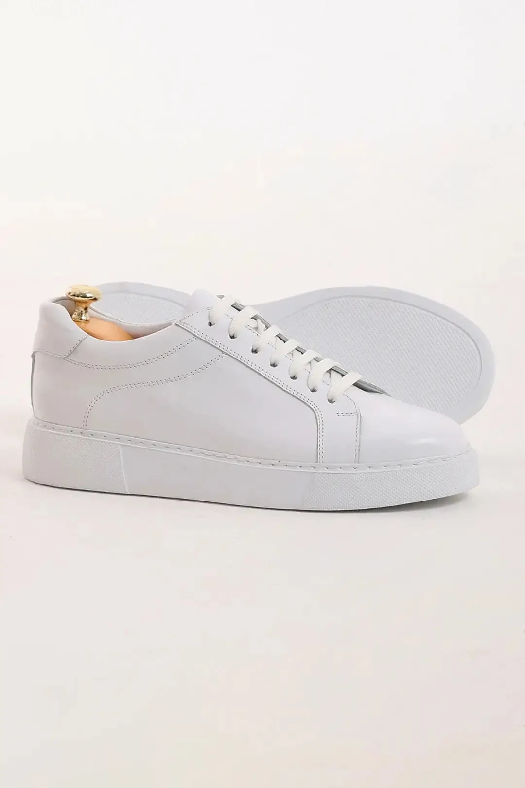 Milan Luxe Leather White Sneakers.