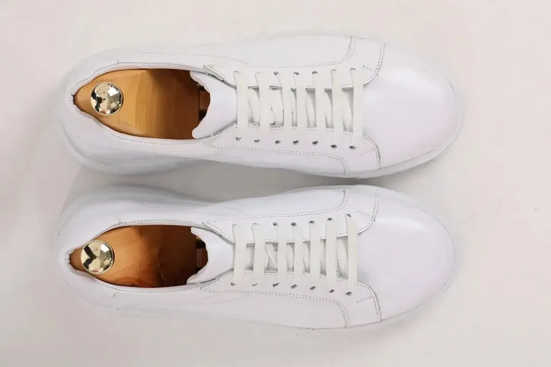 Milan Luxe Leather White Sneakers.