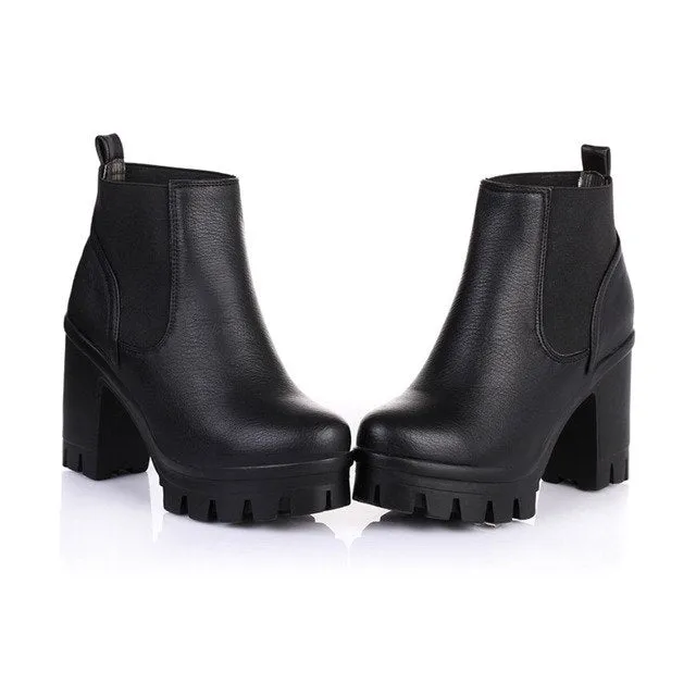 Motorcycles square High Heels leisure Ankle Boots