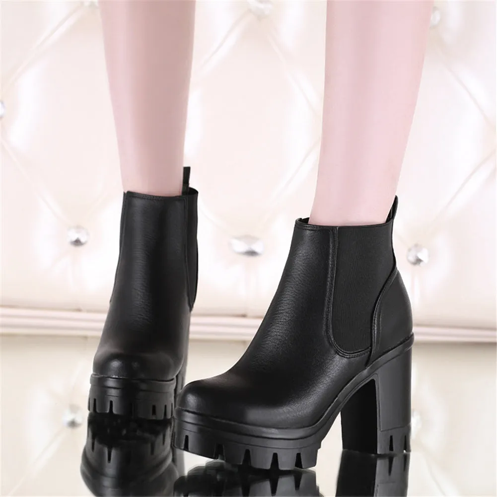 Motorcycles square High Heels leisure Ankle Boots