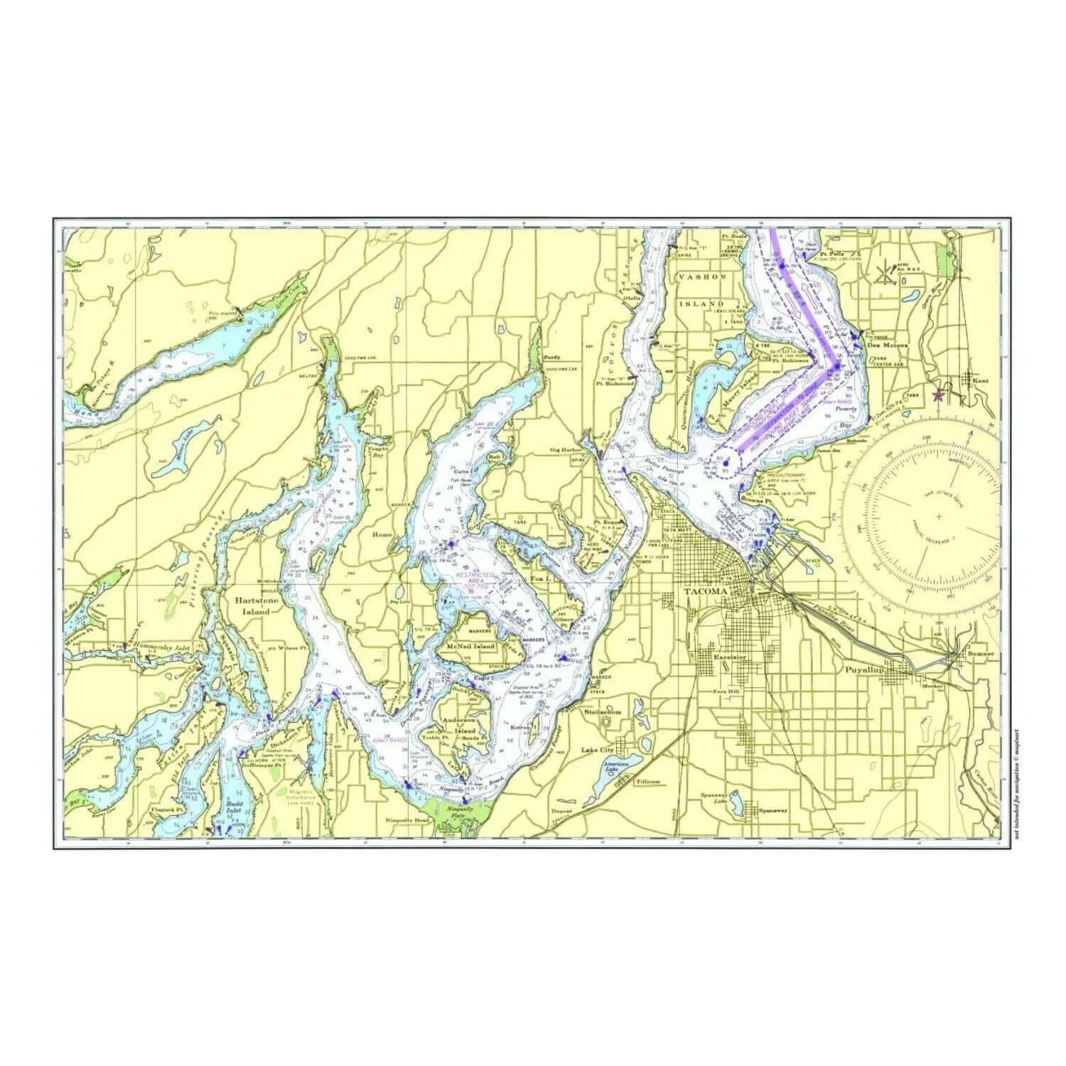 Nautical Chart Placemats, Washington Coastal Maps, Set of 4