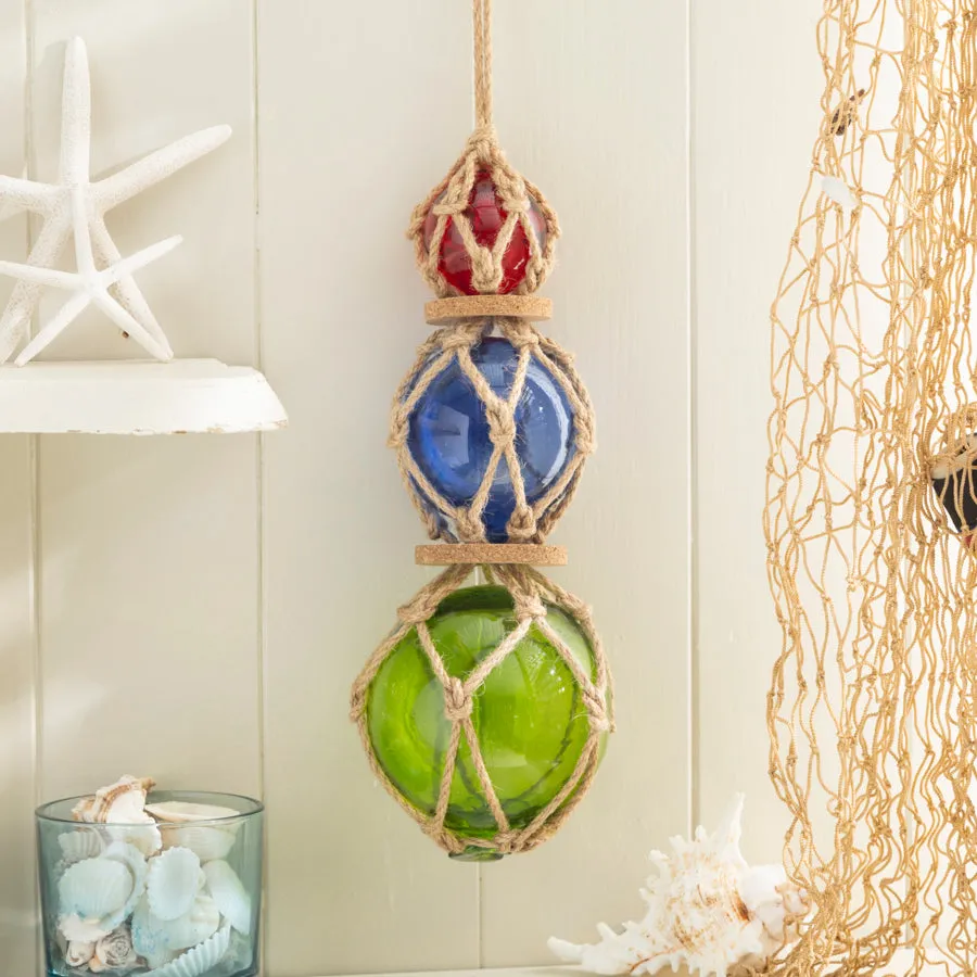 Nautical Coloured Triple Glass Buoy Hanger