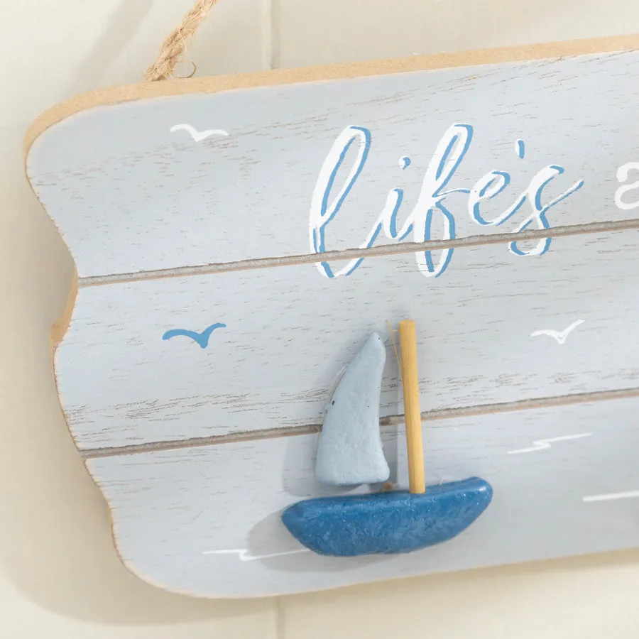 Nautical Ocean Breeze Plaque with Boats and Seagull Design