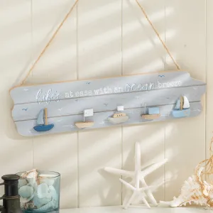 Nautical Ocean Breeze Plaque with Boats and Seagull Design