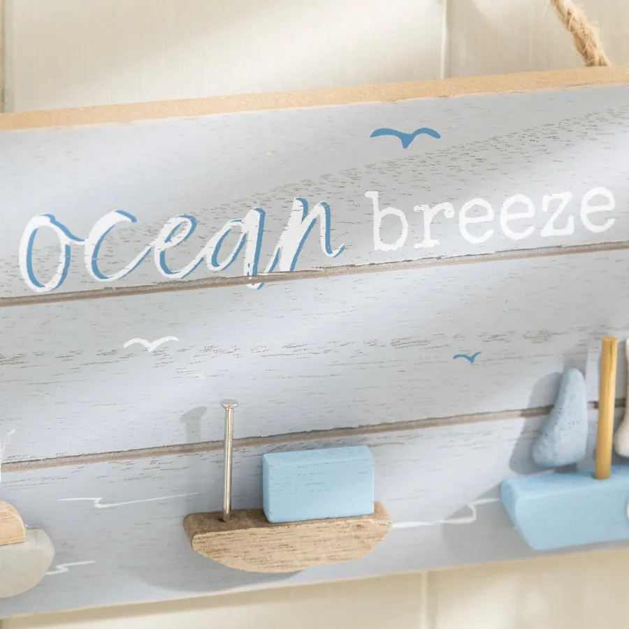 Nautical Ocean Breeze Plaque with Boats and Seagull Design