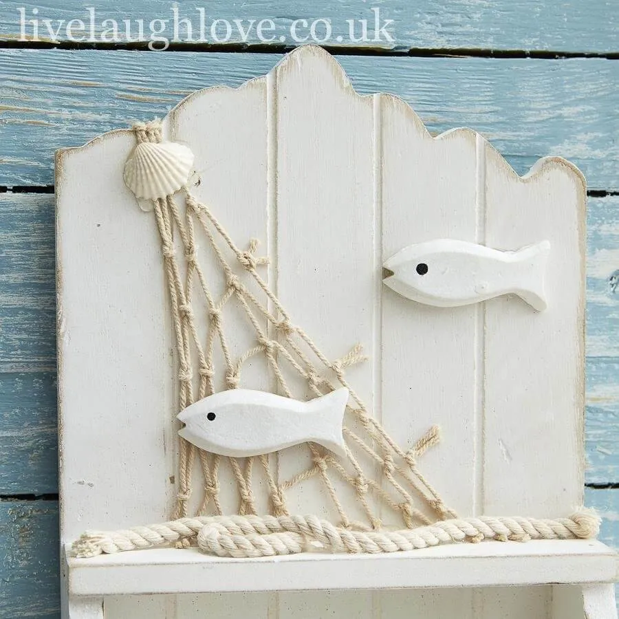 Nautical Painted Wooden Toilet Roll Holder