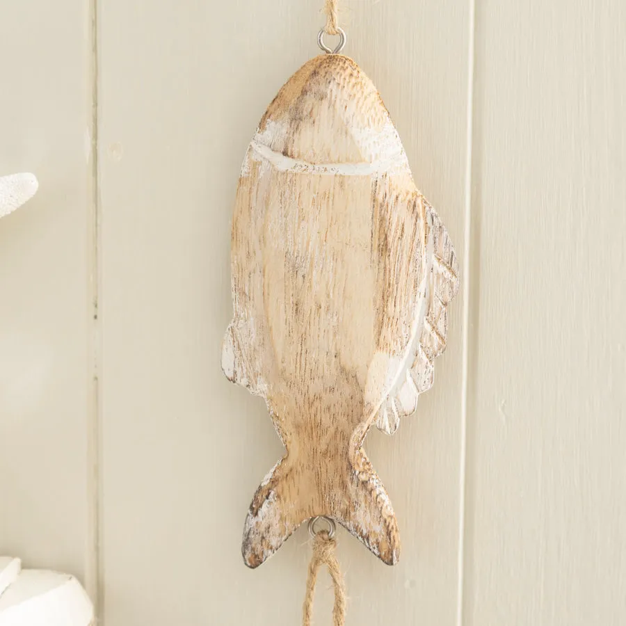 Nautical Wooden Wall Hanger with Fish/Anchor and Shells