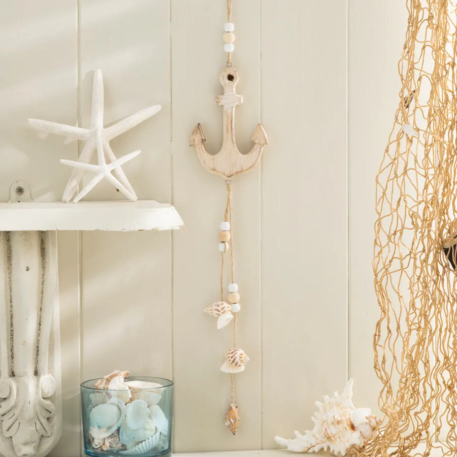 Nautical Wooden Wall Hanger with Fish/Anchor and Shells