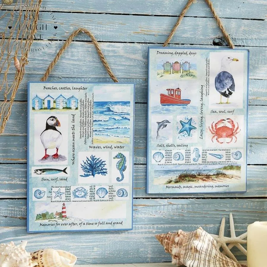 Pair Of Beach Scene Nautical Plaque's