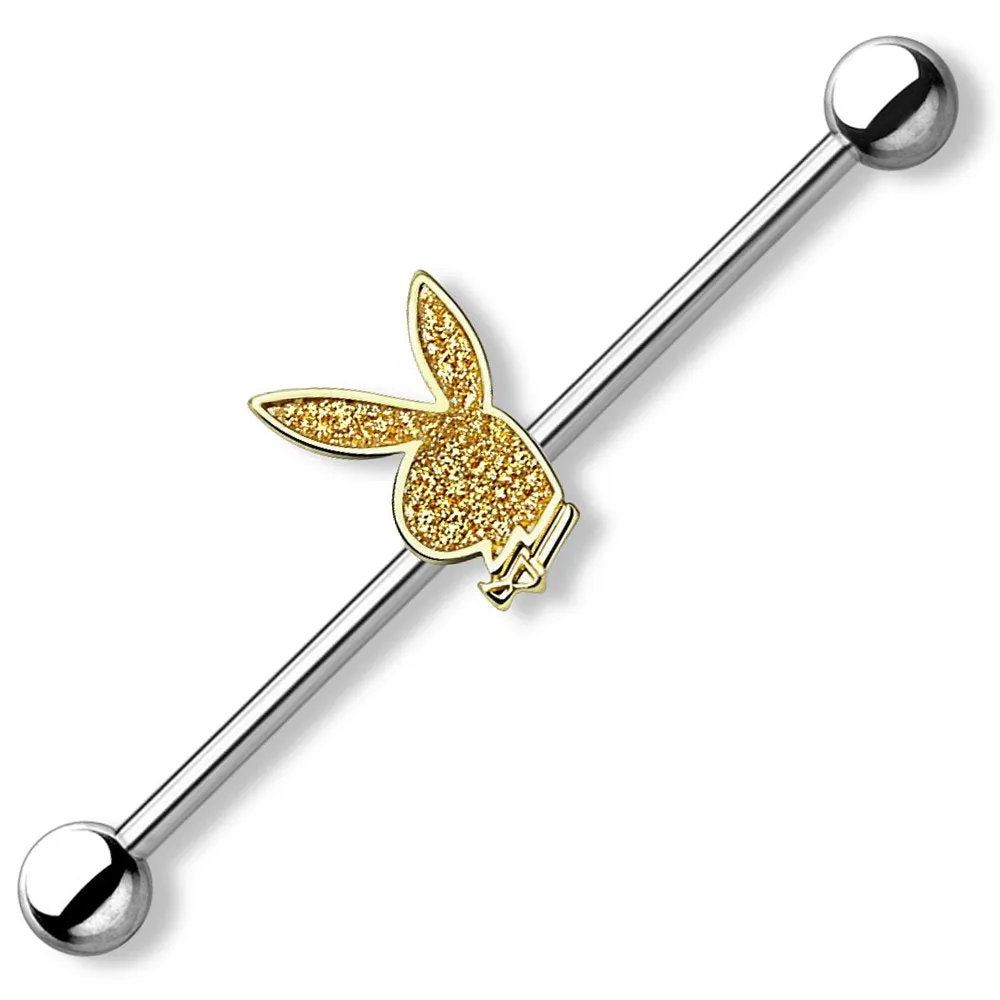 Playboy Bunny 14G 38mm Surgical Steel Industrial Barbel Ear Piercing Bar 1 1/2" Body Piercing Jewelry Women