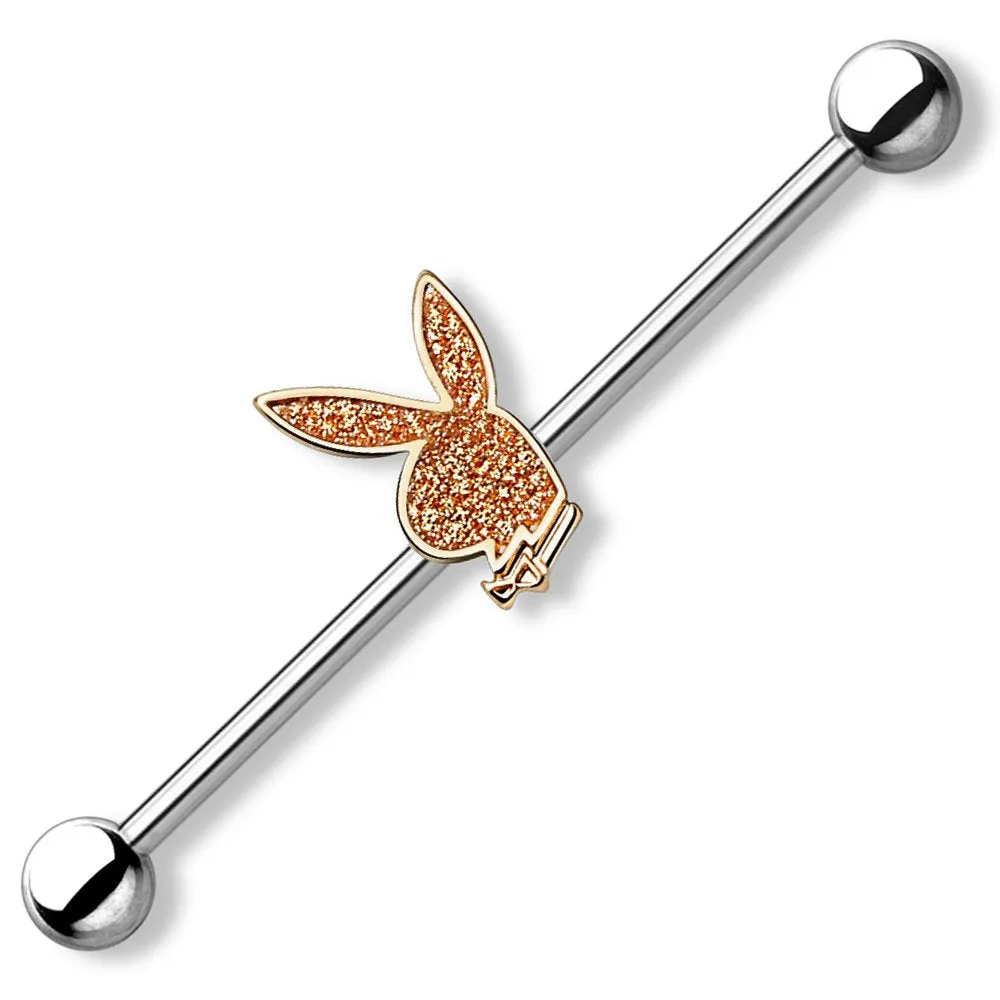 Playboy Bunny 14G 38mm Surgical Steel Industrial Barbel Ear Piercing Bar 1 1/2" Body Piercing Jewelry Women