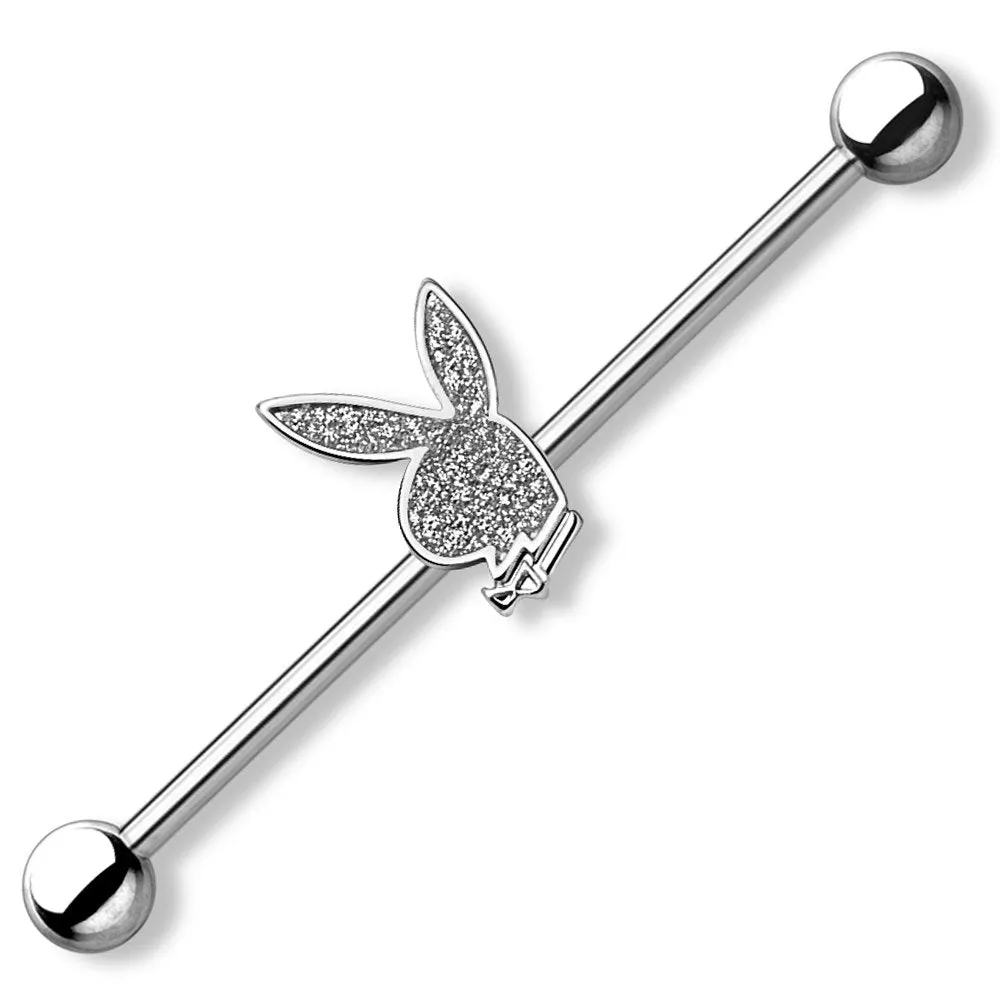 Playboy Bunny 14G 38mm Surgical Steel Industrial Barbel Ear Piercing Bar 1 1/2" Body Piercing Jewelry Women