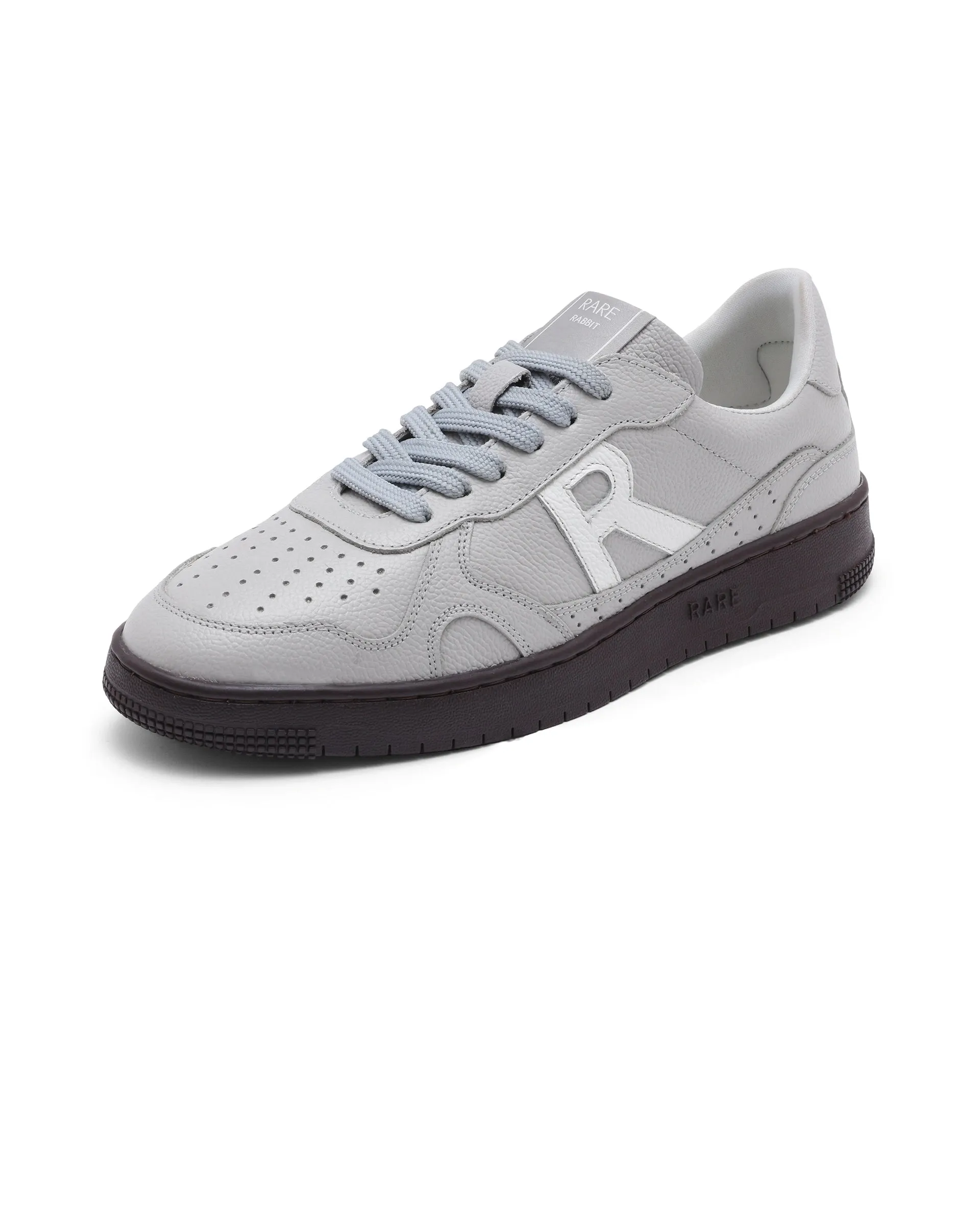 Rare Rabbit Men's Kepler Light Grey Genuine Leather Low-top Lace-up Sneaker Shoes