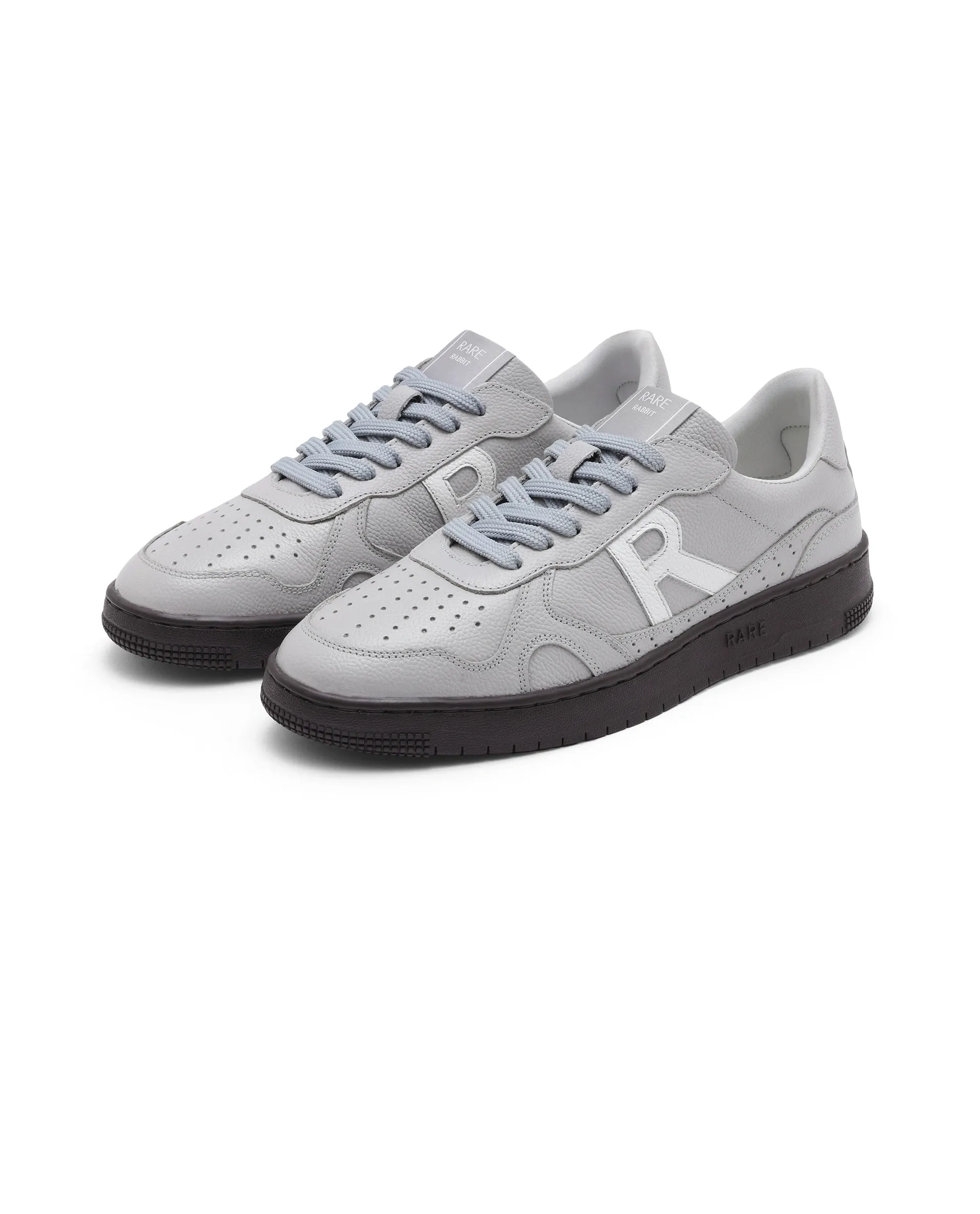 Rare Rabbit Men's Kepler Light Grey Genuine Leather Low-top Lace-up Sneaker Shoes