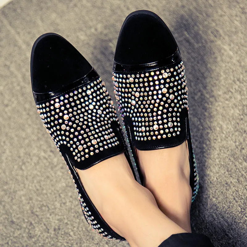 Rhinestone Men Loafers Shoe with The Clean Toe