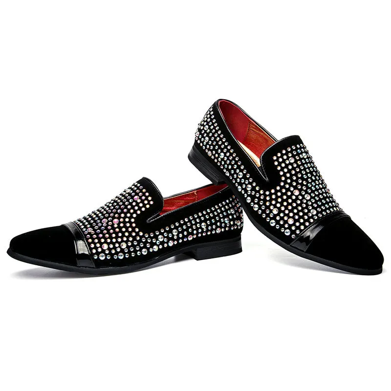 Rhinestone Men Loafers Shoe with The Clean Toe