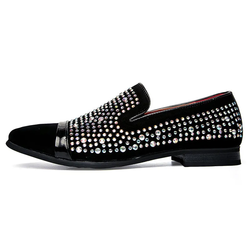 Rhinestone Men Loafers Shoe with The Clean Toe