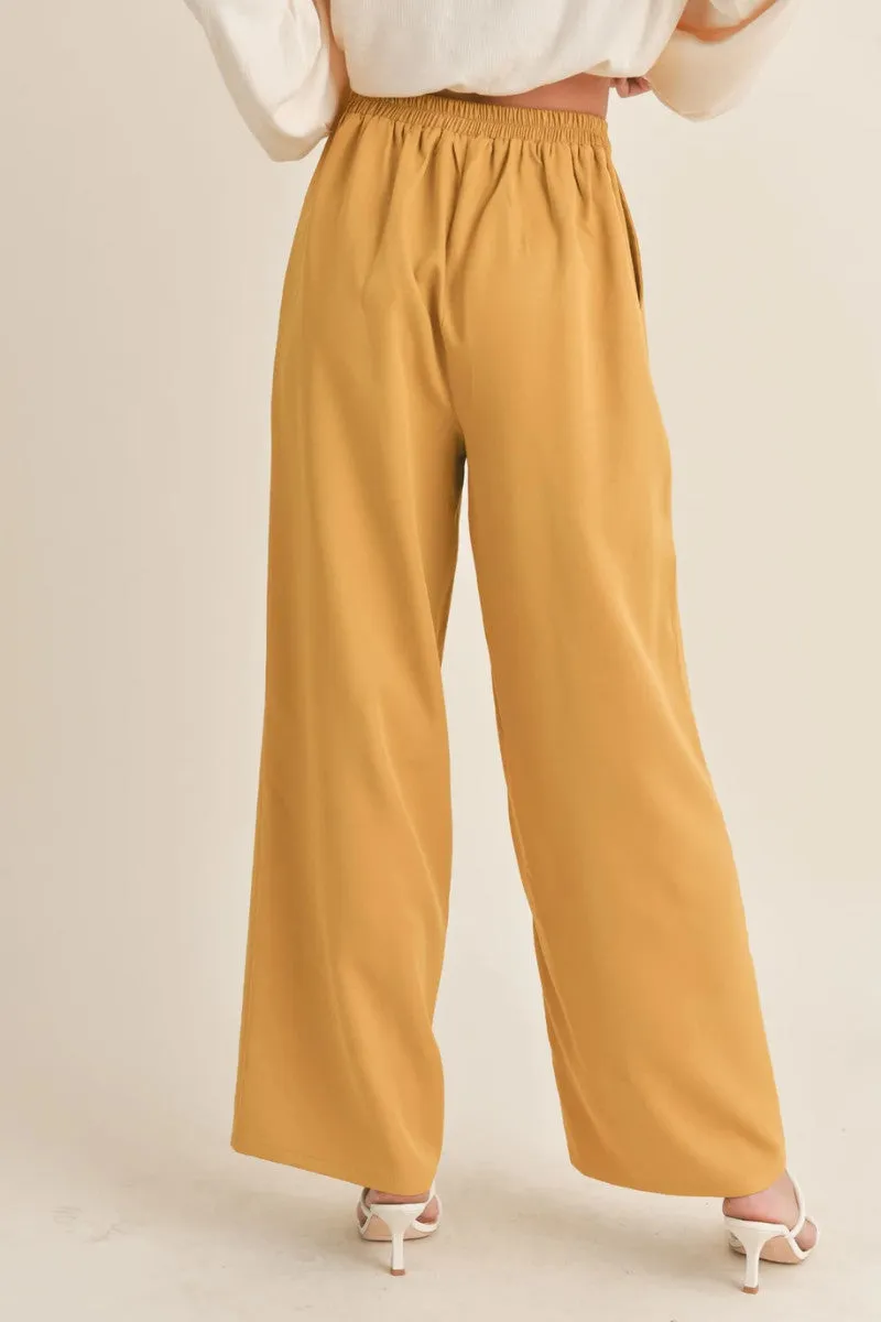 Sadie & Sage Carrey Wide Leg Pant in Chartreuse