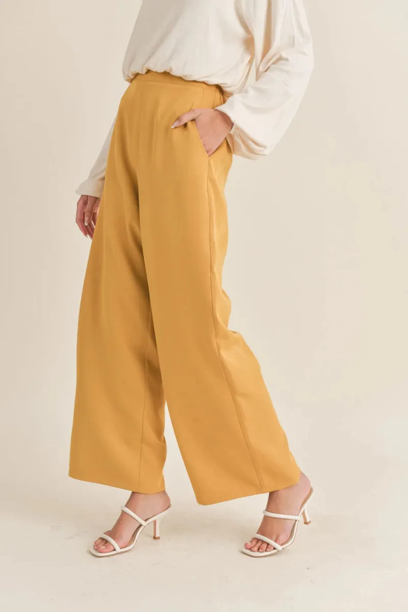 Sadie & Sage Carrey Wide Leg Pant in Chartreuse