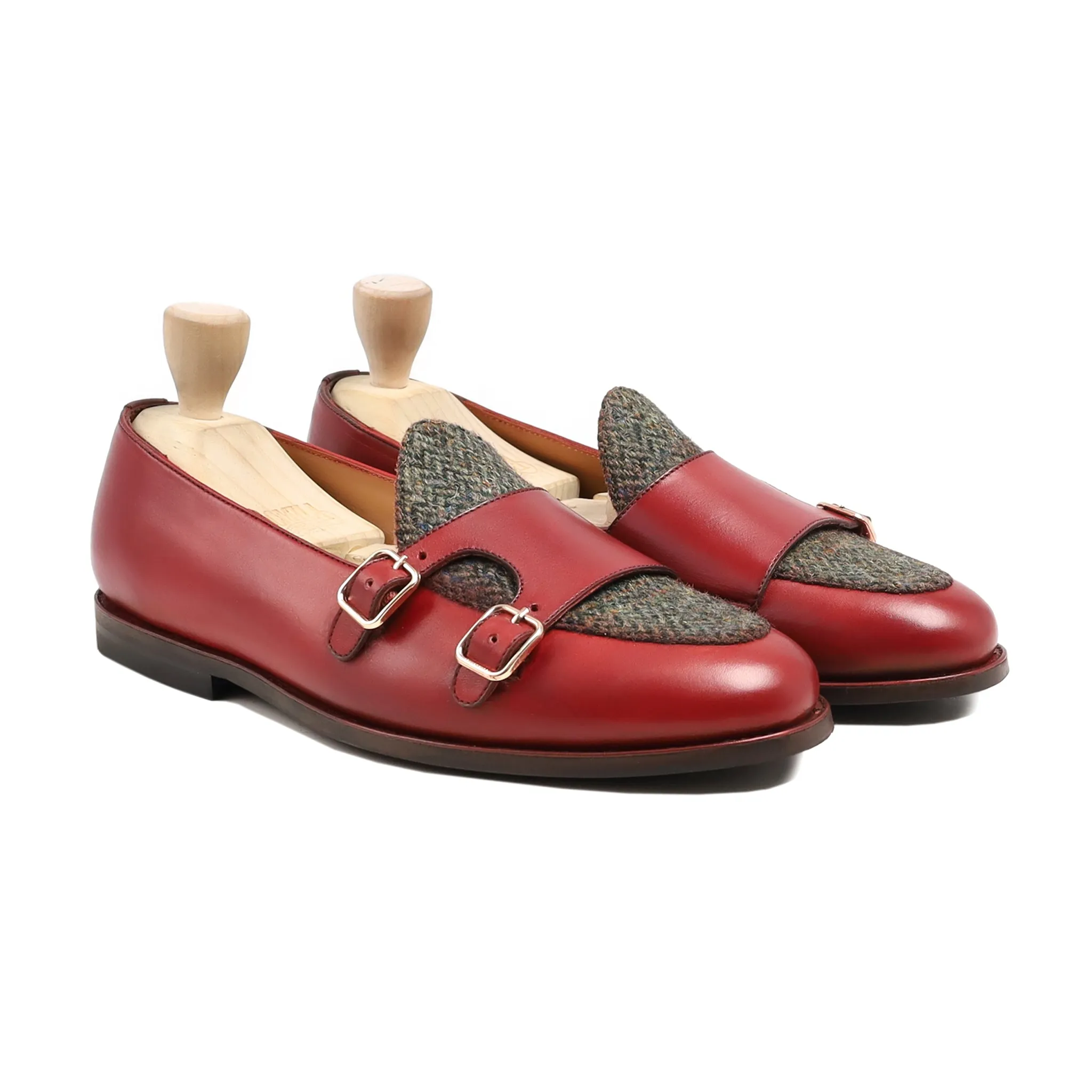 Suna - Men's Oxblood Calf and Harris Tweed Loafer