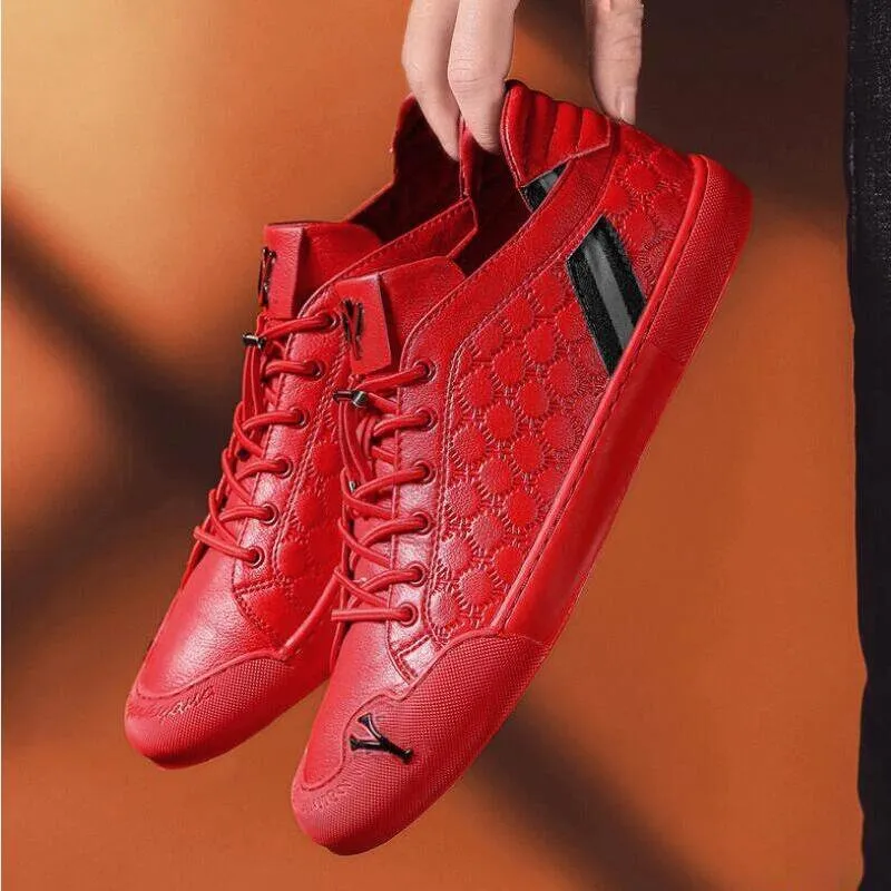 Synthetic Leather Lining Flat Sneakers