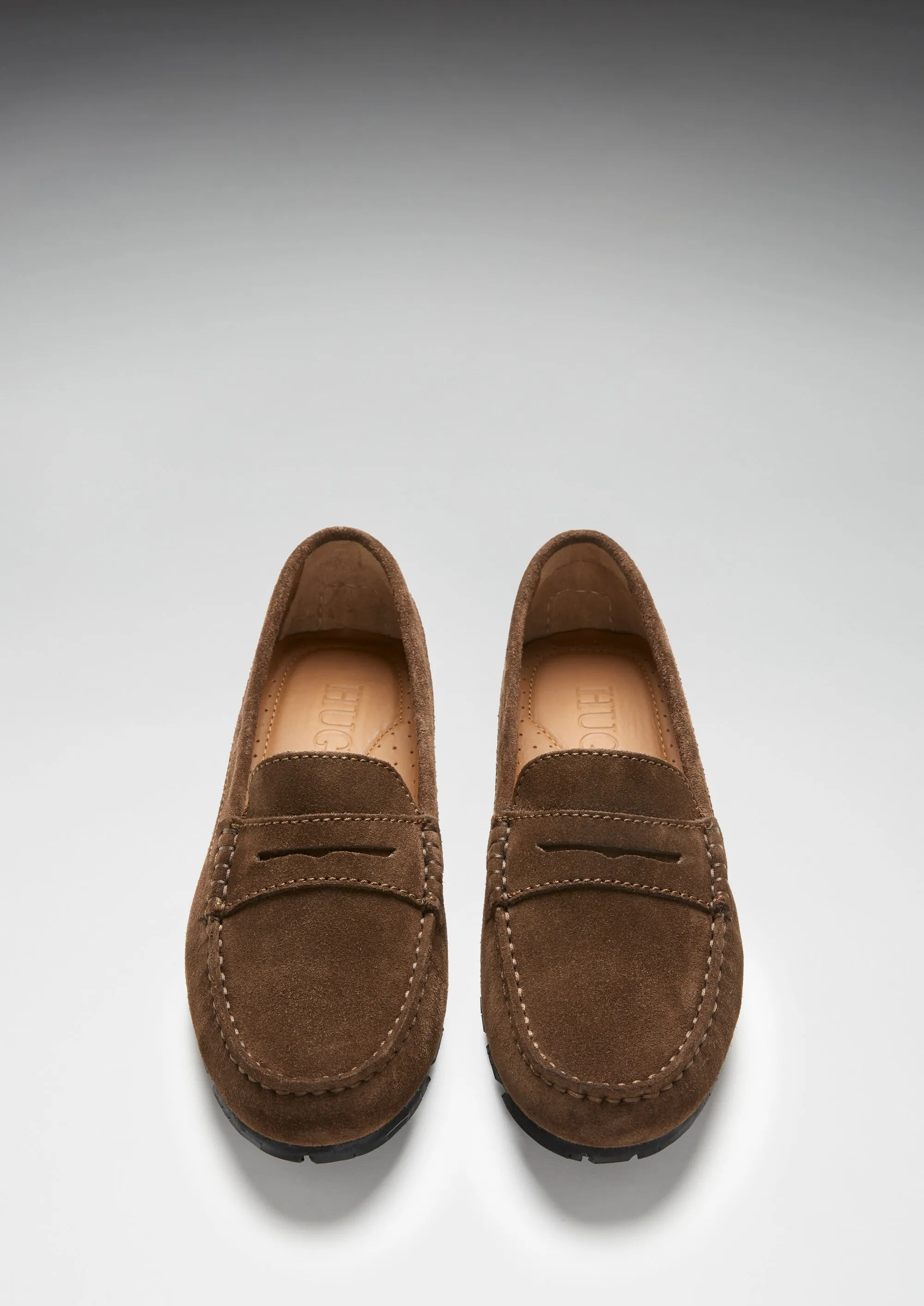 Women's Tyre Sole Penny Loafers, brown suede